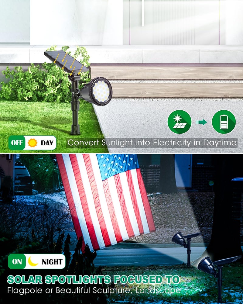 OSORD Solar Spot Lights Outdoor, Bright Solar Landscape Spotlights Waterproof 18LED 2-in-1 Solar Powered Flag Light Adjustable Auto On/Off Uplights for Flag Pole Yard Garden Decor Patio, 1Pack (Cool White) - Image 4